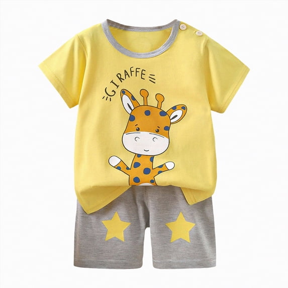 Duqingm Cool Toddler Boy Clothes Toddler Baby Boy Summer Clothes Letter Print Short Sleeve Shirt Tops and Shorts Set Summer Outfit 9Pcs Yellow,5-6 Years