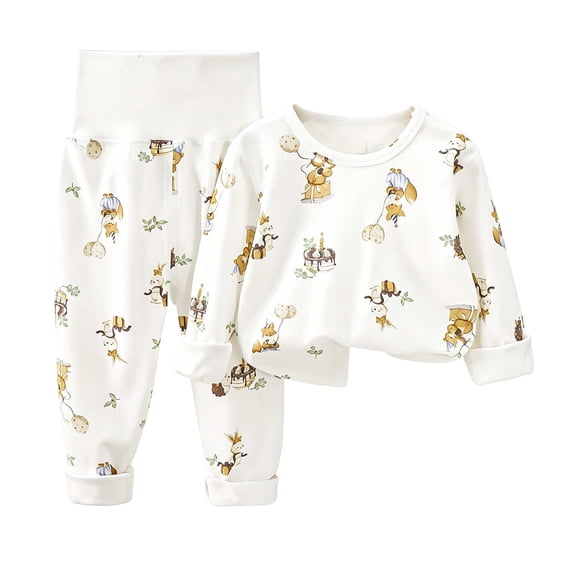 Duqingm Fall Outfit Toddler Girl Boy Baby Winter Clothes Long Sleeve Shirt and Pants Set Home Clothes Pajama Set 3 6 12 18 24 Months 2T 3T 4T 5T Toddler Baby Outfits,3-4 Years