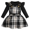 thumbnail image 1 of Duqingm Girls Clothes Ruffled Long Sleeve Top and Plaid Skirt 2PCS Set Fall Winter Girls Outfits Size 9Months-3Years (Black,18-24 Months), 1 of 7