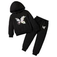 thumbnail image 1 of Duqingm Girls' Clothing Set Butterfly Print Hoodies Sweatpants 2 Piece Outfits Kids Sweatsuit Tracksuit Jogger Set, 1 of 7