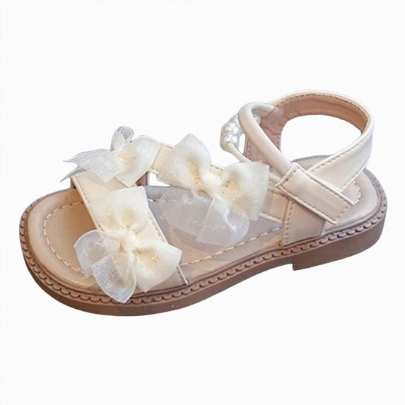 Duqingm Girls Summer Sandals Toddler Girls Sandals Soft Rubber Princess Flat Shoes Summer Flower Girl Shoes White,12
