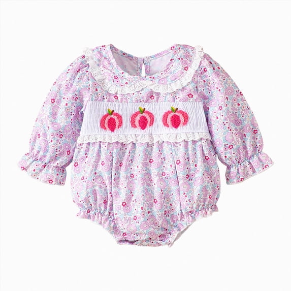 Duqingm Halloween Newborn Baby Boy Girl Fall Winter Clothes Long Sleeve Bubble Sweatshirt Romper Cute Infant One Piece Outfit (Light Purple,12-18 Months)