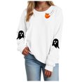 thumbnail image 1 of Duqingm Halloween Shirts for Women Cute Ghost Graphic Crewneck Sweatshirts Oversized Long Sleeve Spooky Pullover Sweaters,S, 1 of 5