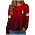 thumbnail image 1 of Duqingm Halloween Shirts for Women Long Sleeve Crewneck Casual Dressy Tops Funny Graphic Halloween Costumes Fall Fashion Outfits,S, 1 of 7
