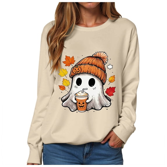 Duqingm Halloween Sweatshirt for Women Crew Neck Spooky Season Sweatshirt,M