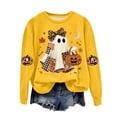 thumbnail image 1 of Duqingm Halloween Sweatshirts for Women Ghost Oversized Crewneck Sweatshirt Cute Pumpkin Graphic Fleece Pullover,3XL, 1 of 6