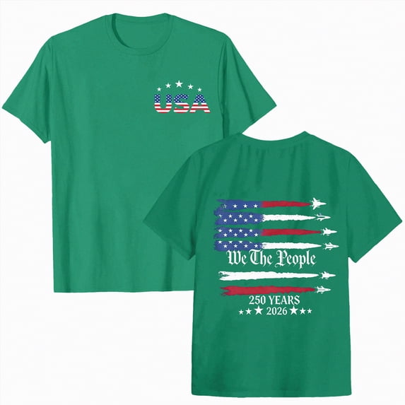 Duqingm Independence Day Shirt 250 Years America Shirt for Women Vintage Happy 250th Birthday USA Shirt Independence Day 1776-2026 Freedom Shirts Green,L