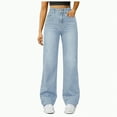 thumbnail image 1 of Duqingm Jeans for Women Straight Leg Jeans for Women,High Waisted Wide Leg Loose Stretchy Boyfriend Denim Pants Baggy Jeans for Women Light Blue,3XL, 1 of 6