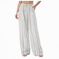 thumbnail image 1 of Duqingm Loose Pants for Women Women's Wide Leg Striped Pants Casual Drawstring Elastic Low Rise Pajama Pants Lounge Wear Trousers Grey,2XL, 1 of 7