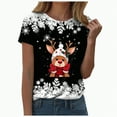 thumbnail image 1 of Duqingm Merry Christmas Shirt Christmas Shirts for Women 2025 Plus Size Funny Snowman Graphic Buffalo Plaid Xmas T-Shirts Holiday Tee Tops Black,L, 1 of 7