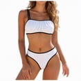 thumbnail image 1 of Duqingm Modlily Swimsuits for Women Women's Bikini Sets Two Piece Swimsuit V Neck Halter Back Self Tie Low Rise Bottom White,M, 1 of 6