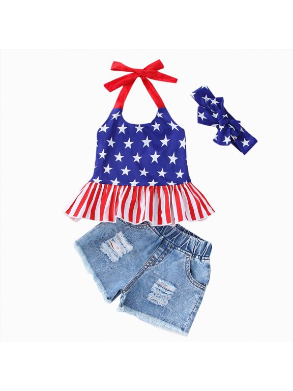 Newborn Girl Clothes Summer 12 18 24 Months 2T 3T 4T 5T Patriotic 2Pcs Clothes 4th of July 250 Girl Shorts Set(BU2,12-18 Months)