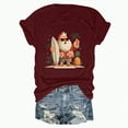 thumbnail image 1 of Duqingm Santa Shirt Cute Xmas Tree Graphic Tees for Women Trendy Short Sleeve Ugly Christmas Tshirts Trendy Holiday Christmas Tops Wine,M, 1 of 6