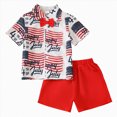 thumbnail image 1 of Duqingm Toddler Boy 4th of July Outfit Flag Star Print Button Shirts Elastic Waist Shorts 3T 4T 5T 6T 7T Toddler Summer Clothes Baby Clothes for Boys Red,4-5 Years, 1 of 5