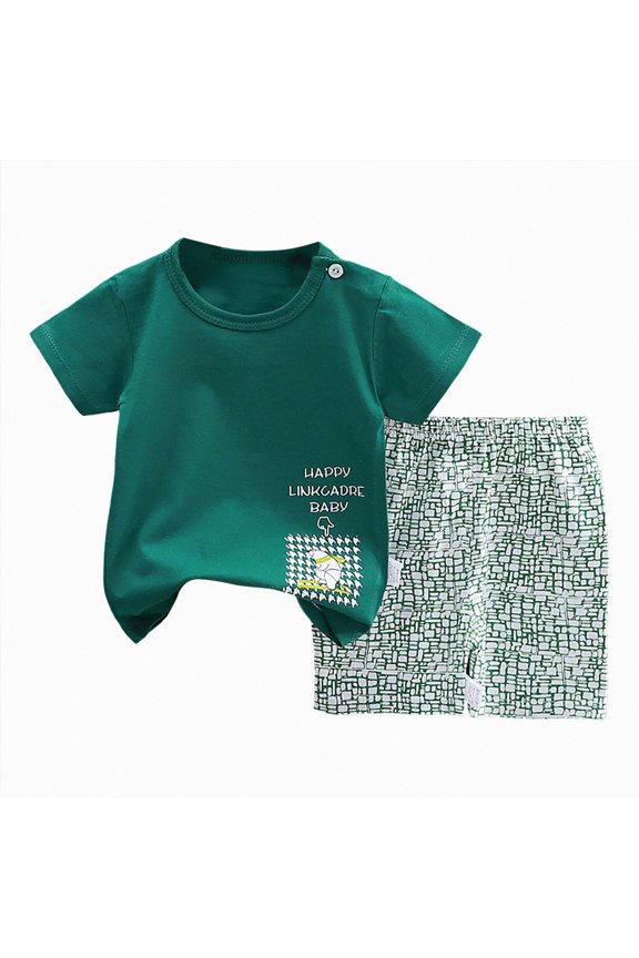 Toddler Boy Set Toddler Baby Boy Western Cowboy Casual Outfit Short Sleeve Tops + Shorts Set Summer Clothes Dark Green,3-6 Months