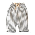 thumbnail image 1 of Duqingm Toddler Girl Boy Cotton Linen Pants Striped Wide Leg Casual Pant Elastic Waist Fall Trousers Kids Loose Long Pants (Grey,1-2 Years), 1 of 7