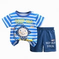 thumbnail image 1 of Duqingm Toddler Sets for Boys Toddler Baby Girl Summer Clothes Solid Jacquard Short Sleeves T-Shirt Tops + Shorts Blue,9-18 Months, 1 of 4