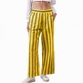 thumbnail image 1 of Duqingm Wide Leg Pants for Women Trousers Pants for Women Striped Drawstring Wide Leg Elastic Waist Pants Casual Trousers with Pockets Yellow,L, 1 of 6