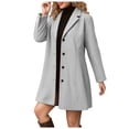 thumbnail image 1 of Duqingm Winter Coat Women Elegant Notched Collar Double Breasted Wool Blend Over Coat Light Gray,XL, 1 of 5