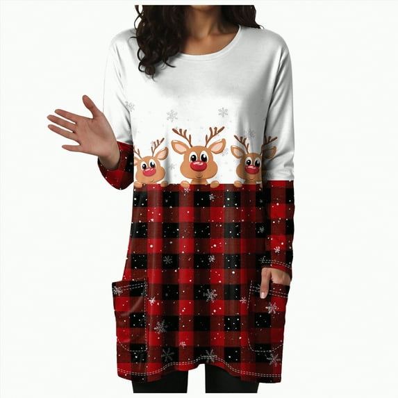 Duqingm Women Christmas Sweater Long Christmas Shirts for Women: Merry Christmas Letter Print T-Shirts Xmas Tree Graphic Long Sleeve Tops Wine,S