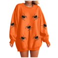 thumbnail image 1 of Duqingm Womens Halloween Long Sleeve Sweatshirts Spider Print Casual Tops,S, 1 of 6
