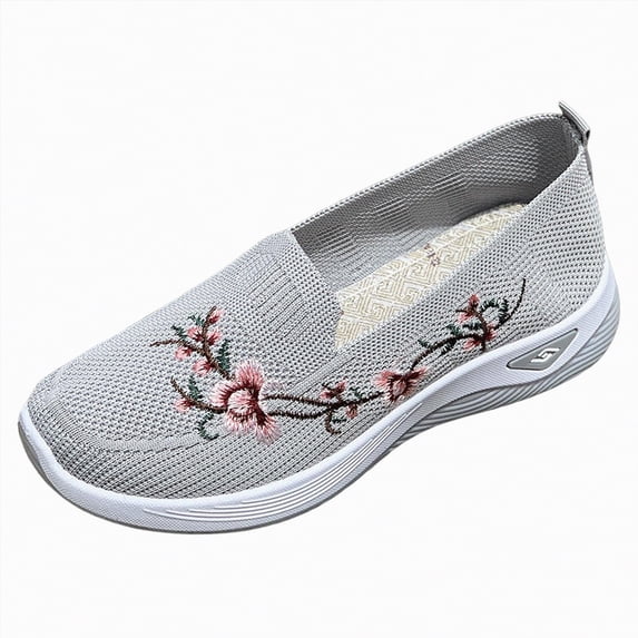 Duqingm Womens Office Shoes Ballet Flats Shoes for Women Knit Mesh Flats Shoes Womens Dressy Comfortable Pointed Toe Washable Slip On Flat Grey,6.5