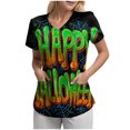 thumbnail image 1 of Duqingm Womens Short Sleeve Tops 2026 Trendy Summer T Shirt Casual V Neck Pullover Button Printed Blouse Halloween Tees,2XL, 1 of 5