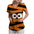 thumbnail image 1 of Duqingm Womens Short Sleeve Tops 2026 Trendy Summer T Shirt Casual V Neck Pullover Button Printed Blouse Halloween Tees,3XL, 1 of 5