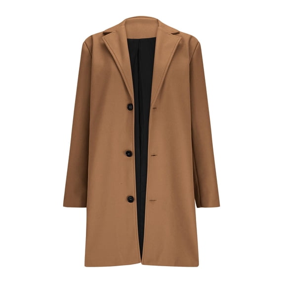 Duqingm Womens Winter Coats Womens Long Wool Coat Double Breasted Trench Coat Fall Winter Clothes Coffee,S
