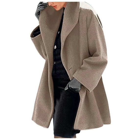 Duqingm Wool Coats for Women Women's Wool Blend Coat Oversized Double Breasted Long Trench Overcoat Winter Rose Gold,S