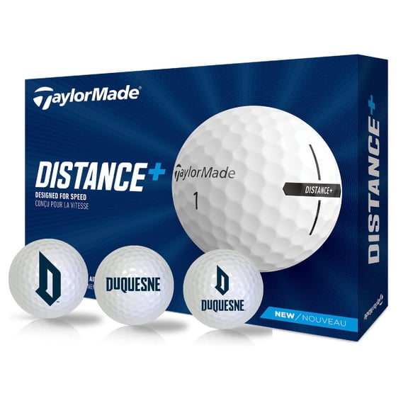 Duquesne Dukes Logo Edition Taylormade Distance+ Golf Balls 12-Pack (Dozen)
