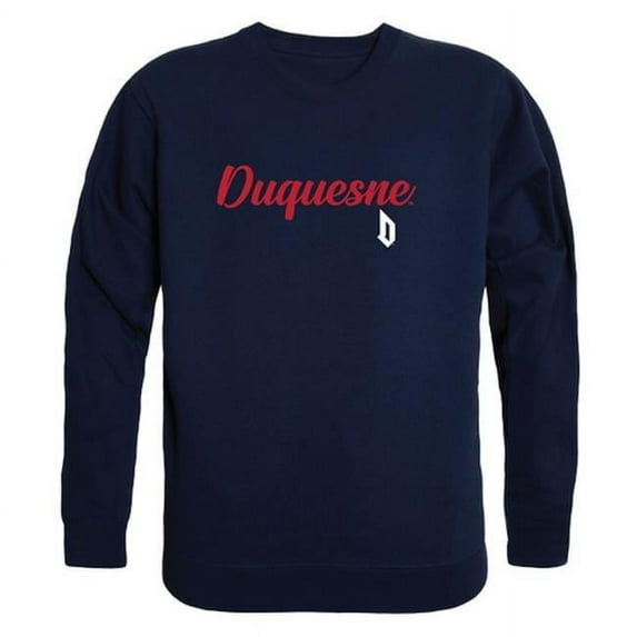 Duquesne University Script Crewneck T-Shirt, Navy - Medium