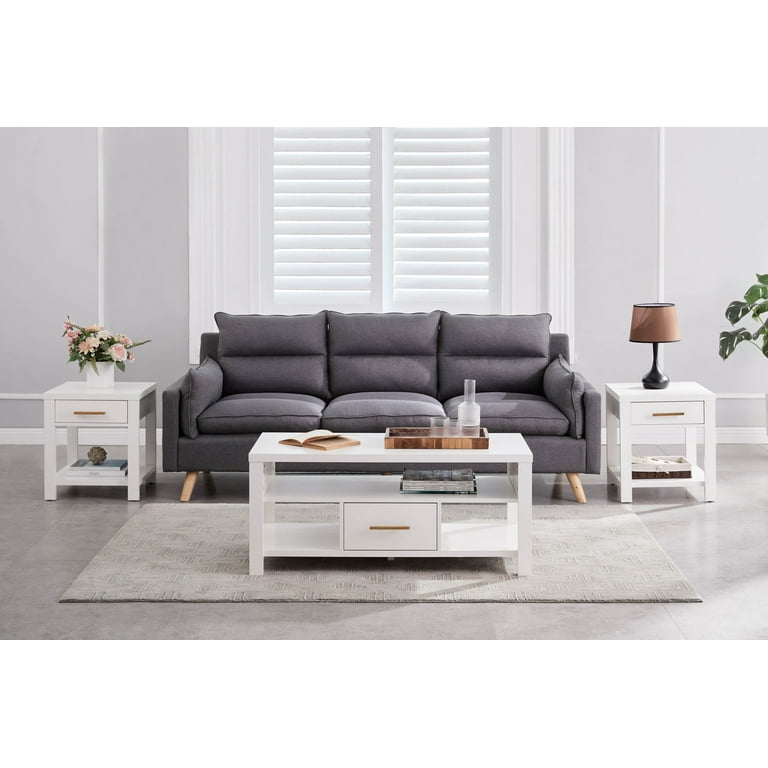 Duquette 3 Piece Coffee Table Set With Drawers Open Shelves