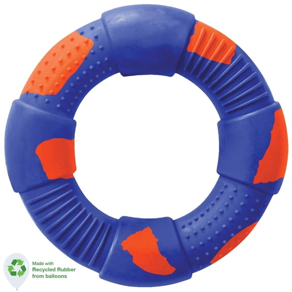 Dur Dog Toys - Large Ring In Blue & Orange - Created From Recycled Balloons (1 Pack) - Eco Friendly Dog Toys