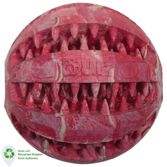 Dur Dog Toys - Medium Ball In Red & White - Created From Recycled Balloons (1 Pack) - Eco Friendly Dog Toys