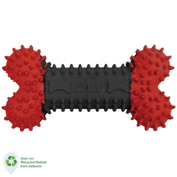 Dur Dog Toys - Small Bone In Red & Black - Created From Recycled Balloons (1 Pack) - Eco Friendly Dog Toys
