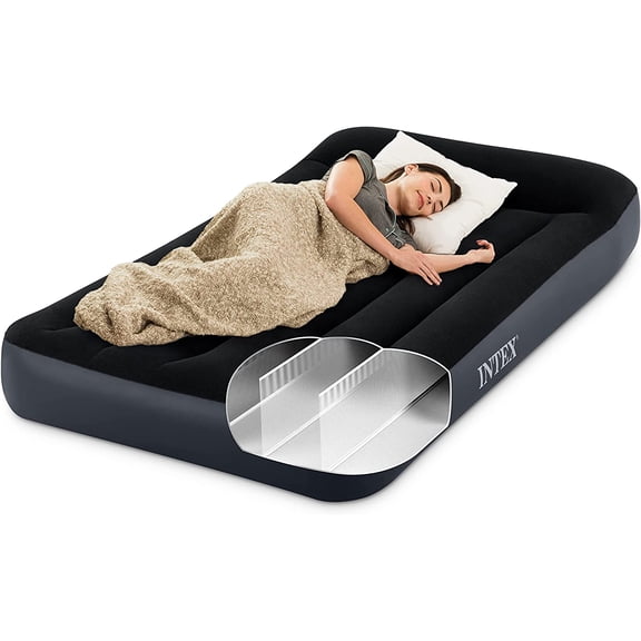 Dura-Beam Standard Pillow Top Airbed Comfortable Blow Up Portable Air Mattress with Built-in Electric Pump and Carrying Bag, Twin Size, Blue (Pack of 3)