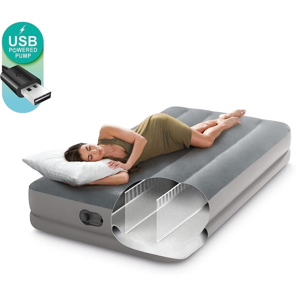 Dura-Beam Standard Prestige Twin Air Mattress with Built-in USB Pump