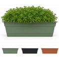 thumbnail image 1 of Dura Cotta 30" Basil Resin Rectangle Window Box Planter with Saucer Tray for Indoor and Outdoor Gardening, 1 of 5