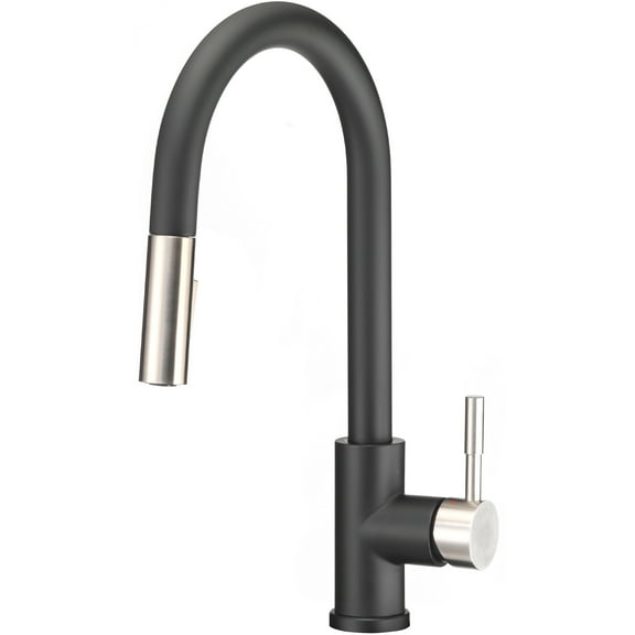 Dura Faucet 530SLKMBSN Streamline Pull-Down RV Kitchen Faucet, Matte Black & Satin Nickel
