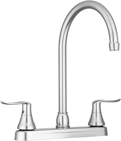 Elegant Brushed Satin Nickel Kitchen Faucet with Classical Lever Handles