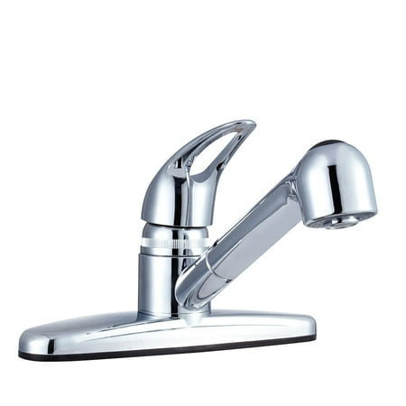 Dura Faucet DF-PK100-CP Single Lever Pull-Out Kitchen Faucet for RVs - Chrome