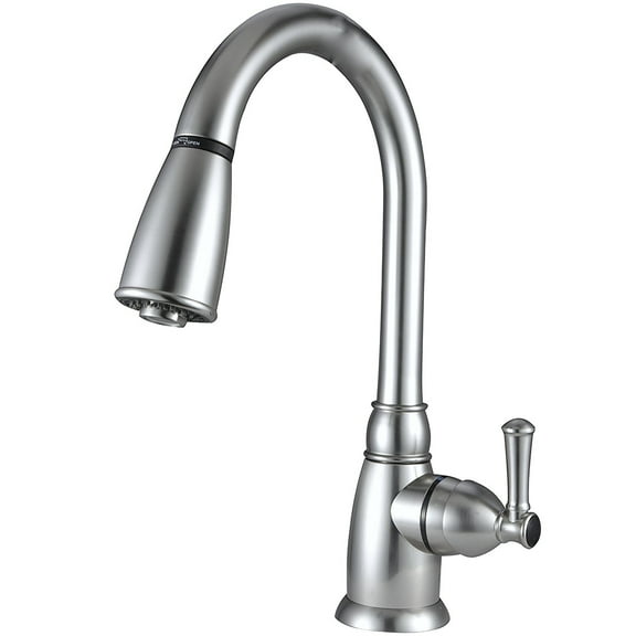 Dura Faucet DF-PK160-SN Nickel 7" Hi-Arc Single Lever Pull-Down Kitchen Faucet