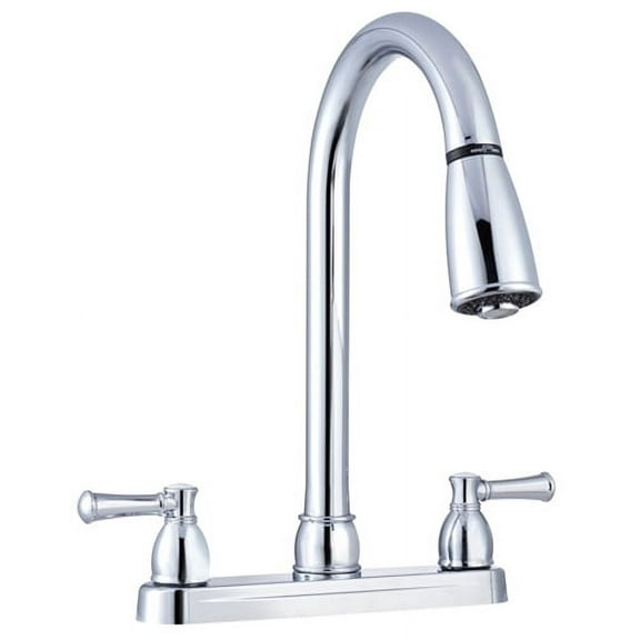 Dura Faucet DF-PK350L-CP Chrome Duel Lever Pull-Down Kitchen Faucet