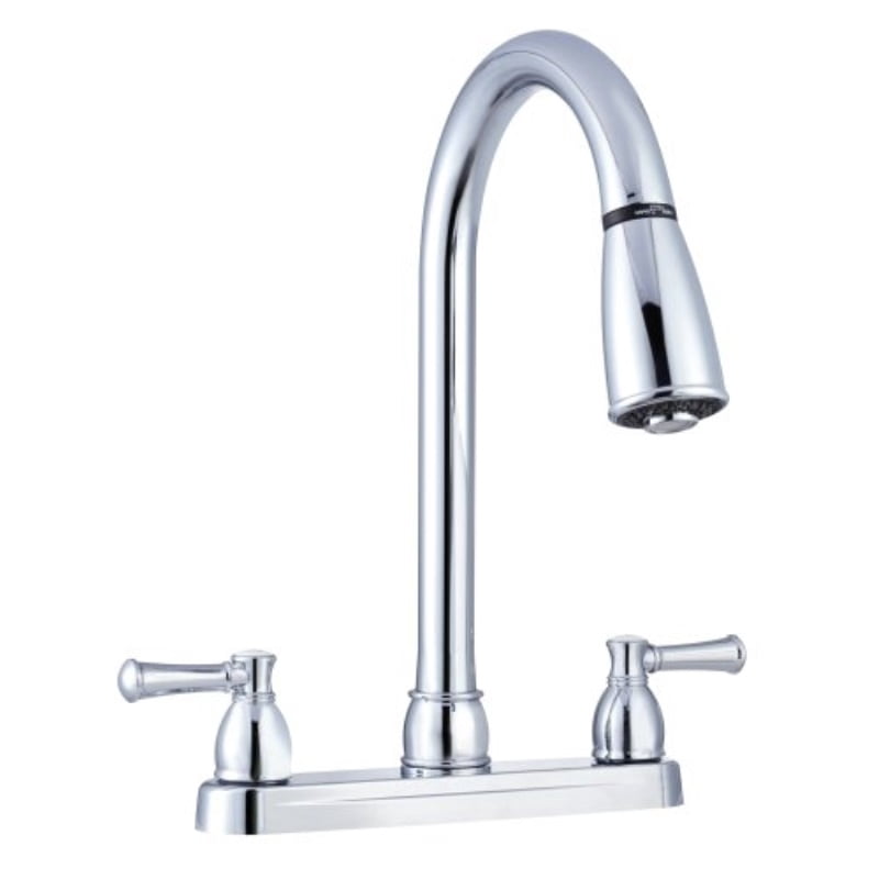 Dura Faucet DF-PK350LCP RV Non-Metallic Dual-Lever Pull-Down Kitchen Faucet (Chrome)