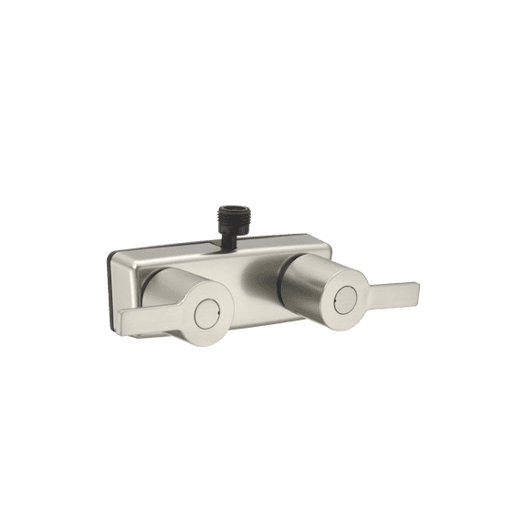 Dura Faucet (DF-SA100M-SN) Modern RV Shower Faucet Valve Diverter – Satin Nickel, Dual Lever Handles, 4-Inch Center, Lightweight Construction, Lead-Free, Easy 2-Hole Installation