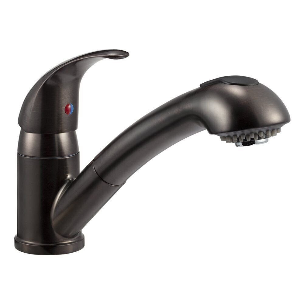 Pfister Pfirst Küchenarmatur - Hoher Bogen, Herausziehbarer Sprühkopf, Einhebel, Mattschwarz (Modell G529PF2B)