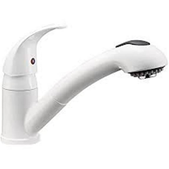 Dura Faucet DFTDF-NMK852-WT Designer Pull-out RV Kitchen Faucet - White