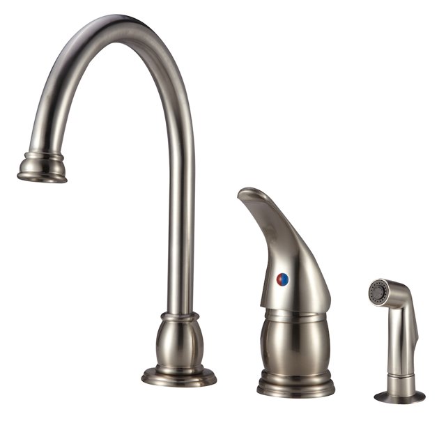 Dura Faucet Gooseneck Kitchen Faucet with Matching Side Sprayer for RVs Brushed Satin Nickel