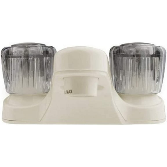 Dura Faucet Lavatory Faucet with Smoked Acrylic Knobs for RV Bathrooms - Bisque Parchment
